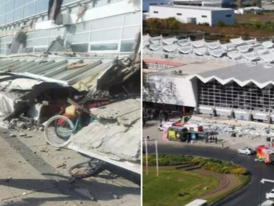 Zrušenje nadstreška postaje Novi Sad Foto: X/@Serbnews