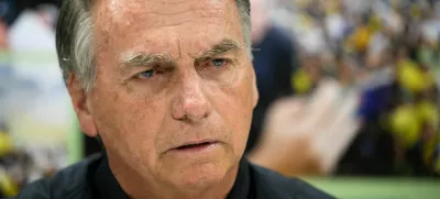 Former Brazilian President Jair Bolsonaro attends an interview with Reuters in Brasilia, Brazil, July 18, 2025. REUTERS/Mateus Bonomi