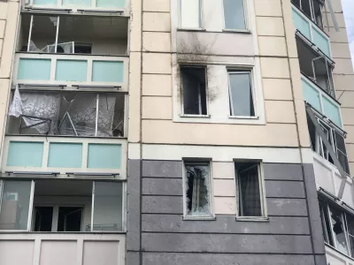 20 July 2025, Russia, Moscow: A view of an apartment building in Zelenograd damaged by drone fragments. Photo: Artush Mkrtchyan/TASS via ZUMA Press/dpa
