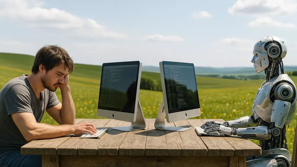 Prednost umetne inteligence v tekmovanju s človekom je tudi to, da se umetna inteligenca ne utrudi. Slika je nastala s pomočjo umetne inteligence. 