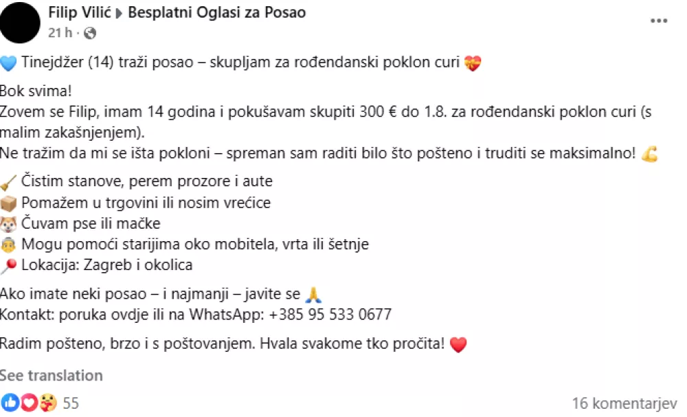 Foto: zajem zaslona/facebook