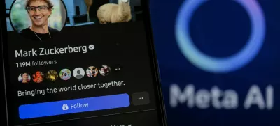 February 25, 2025, Bandung, West Java, Indonesia: In this photo illustration, the Mark Zuckerberg facebook account profiles displayed on a smartphone screen with Meta AI in the background.,Image: 968652813, License: Rights-managed, Restrictions:, Model Release: no / Foto: Algi Febri Sugita