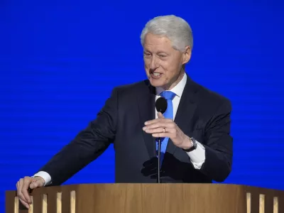 Former President Bill Clinton speaks during the Democratic National Convention Wednesday, Aug. 21, 2024, in Chicago. (AP Photo/J. Scott Applewhite)