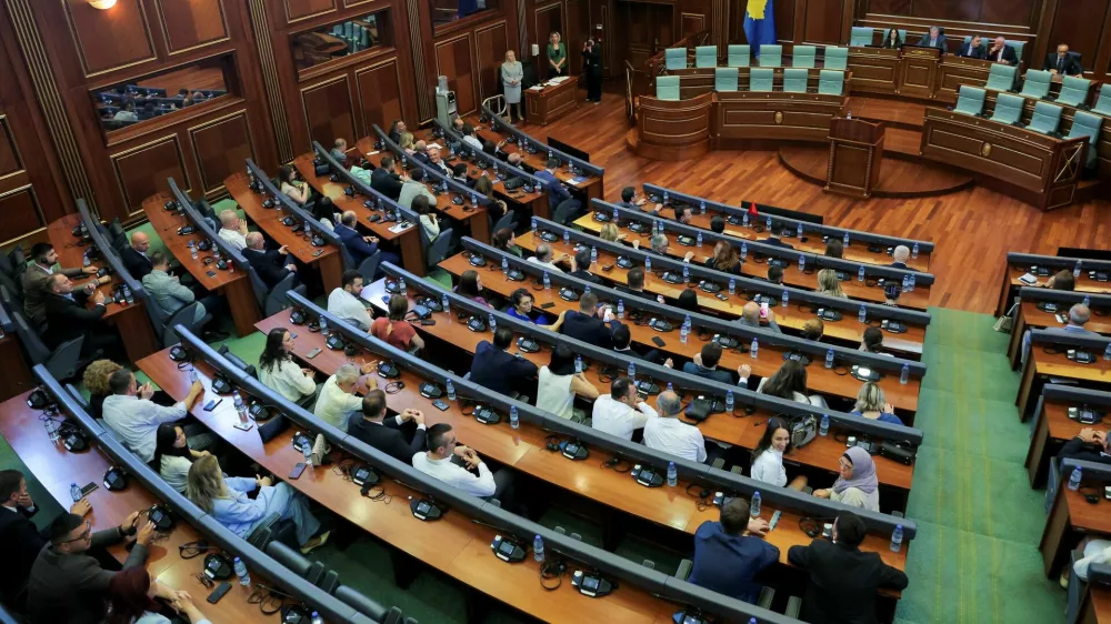 Lawmakers attend the plenary session as Kosovo's parliament fails to elect a new speaker for the fifty-second time in Pristina, Kosovo July 25, 2025. REUTERS/Valdrin Xhemaj