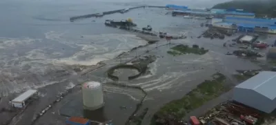 Zračni posnetek območja, ki ga je prizadel potres. Foto. Profimedia