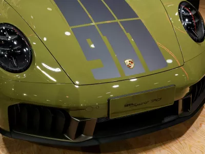 FILE PHOTO: A closeup view of the new Porsche 911 Spirit 70 convertible during a media day for the Auto Shanghai show in Shanghai, China April 23, 2025. REUTERS/Go Nakamura/File Photo