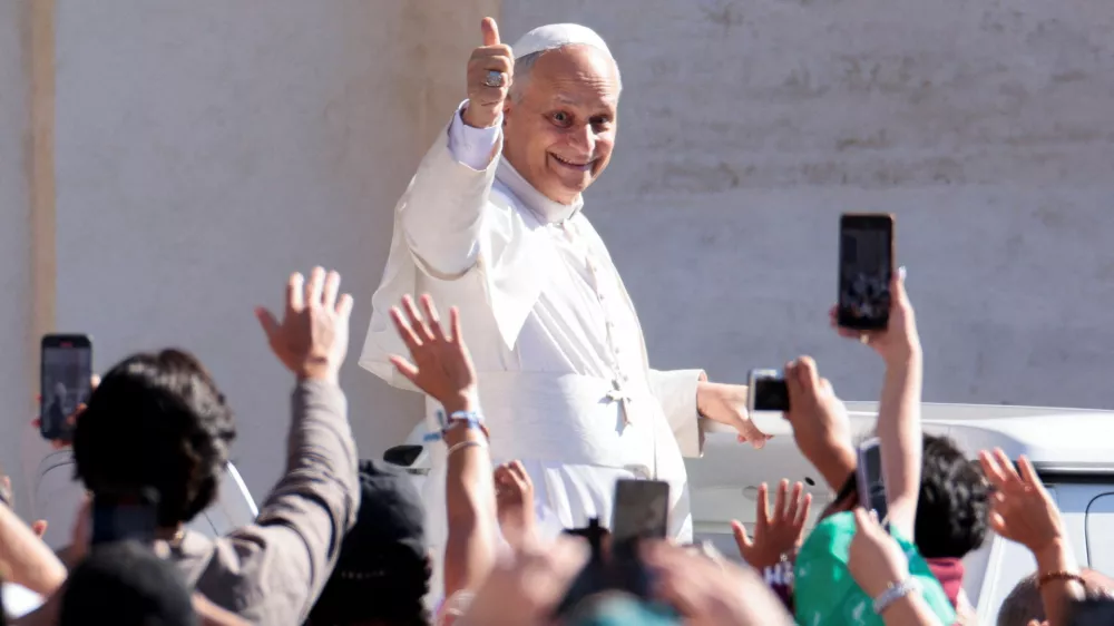 Pope Leo XIV gestures on the day he holds general audience in St. Peter's Square, at the Vatican, July 30, 2025. REUTERS/Remo Casilli   TPX IMAGES OF THE DAY