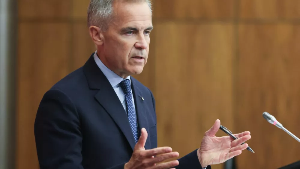 Canada's Prime Minister Mark Carney speaks at a press conference about recognizing Palestinian statehood, in Ottawa, Ontario, Canada, July 30, 2025. REUTERS/Patrick Doyle