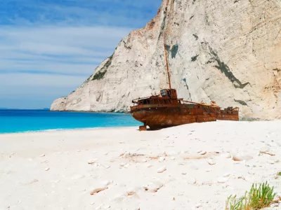 ﻿Navagio Shipwreak beach of Zakinthos island, Greece