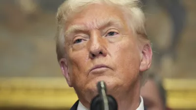 President Donald Trump listens during an event to sign an executive order restarting the Presidential Fitness Test in public schools, Thursday, July 31, 2025, in the Roosevelt Room of the White House in Washington. (AP Photo/Jacquelyn Martin)