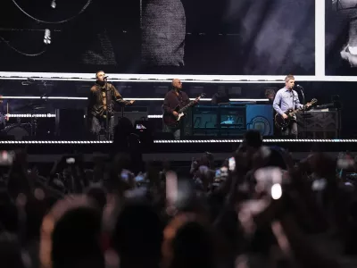 This picture is available for editorial usage only until July 4, 2026 Liam and Noel Gallagher as Oasis takes to the stage at the Principality Stadium, Cardiff, for the band's long-awaited reunion tour kicks off in Wales. Picture date: Friday July 4, 2025.,Image: 1018560547, License: Rights-managed, Restrictions: This picture is available for editorial usage only until July 4, 2026, Model Release: no