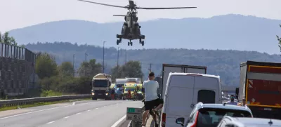 28.08.2024 - Prometna nesreča - Štajerska avtocesta - reševanje s helikopterjem FOTO: Luka Cjuha