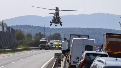 28.08.2024 - Prometna nesreča - Štajerska avtocesta - reševanje s helikopterjem FOTO: Luka Cjuha