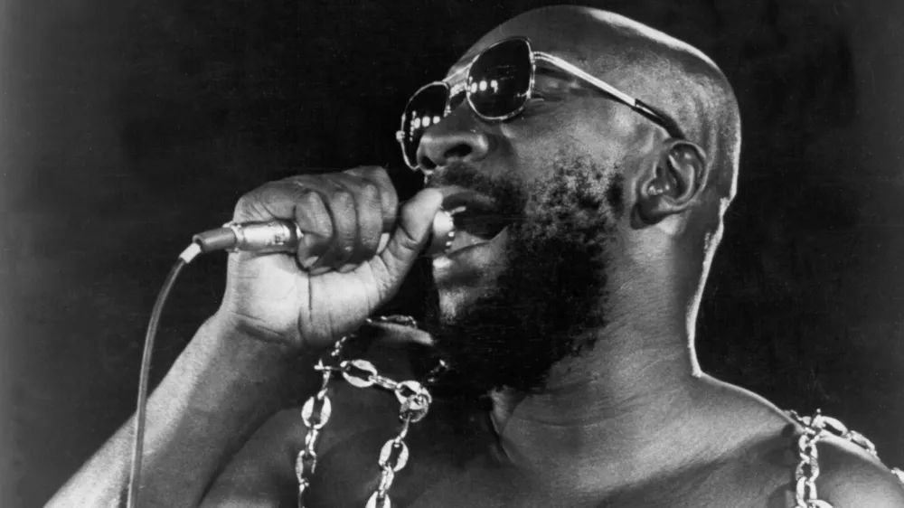LOS ANGELES - AUGUST 20: Singer and composer Isaac Hayes performs onstage in a still from the movie "Wattstax" which documented the Wattstax music festival at the Los Angeles Coliseum on August 20, 1972 in Los Angeles, California. (Photo by Michael Ochs Archives/Getty Images)
