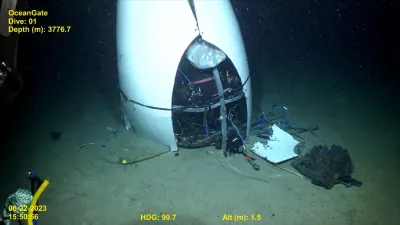 FILE PHOTO: Footage from a remotely operated vehicle shows, what the Coast Guard Marine Board of Investigation says is the debris of the Titan submersible that imploded while diving to the wreck of the Titanic, on the seafloor, September 17, 2024, in this still image from video. U.S. Coast Guard video courtesy of Pelagic Research Services/Handout via REUTERS  THIS IMAGE HAS BEEN SUPPLIED BY A THIRD PARTY/File Photo