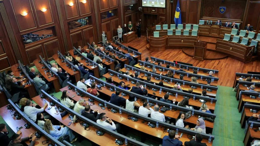 Lawmakers attend the plenary session as Kosovo's parliament fails to elect a new speaker for the fifty-second time in Pristina, Kosovo July 25, 2025. REUTERS/Valdrin Xhemaj