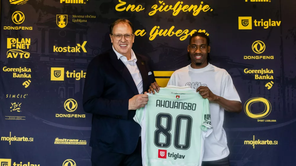 Mariano Ahouangbo after signing a contract for NK Olimpija Ljubljana, on August 7, 2025 in SRC Stozice, Ljubljana, Slovenia. Photo by Vid Ponikvar / Sportida
