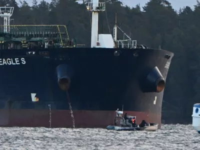 FILE - The Cook Islands-registered oil tanker Eagle S is anchored near the Kilpilahti port in Porvoo on the Gulf of Finland, Dec. 30, 2024. (Jussi Nukari/Lehtikuva via AP, File)