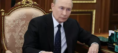 Russian President Vladimir Putin attends a meeting with head of the Federal Taxation Service Daniil Yegorov at the Kremlin in Moscow, Russia August 13, 2025. Sputnik/Vyacheslav Prokofyev/Pool via REUTERS ATTENTION EDITORS - THIS IMAGE WAS PROVIDED BY A THIRD PARTY.