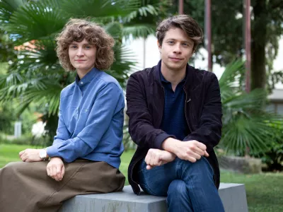 ﻿- 20.9.2019 - Marina Gumzi, producentka; Gregor Božič, režiser, montažer in direktor fotografijeFoto: Matjaž Rušt