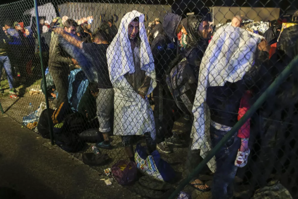 ﻿- 19.09.2015 - Slovenija - slovensko-hrvaška meja - Obrežje   - Begunci 2015 - migracije po zahodni balkanski poti - migracijska pot beguncev iz Sirije, Afganistana in Iraka čez Balkan proti zahodni Evropi - evropska begunska kriza - migranti -   ///FOTO: Jaka Gasar