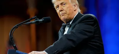 U.S. President Donald Trump attends the National Republican Congressional Committee (NRCC) dinner at the National Building Museum in Washington, D.C., U.S., April 8, 2025. REUTERS/Nathan Howard