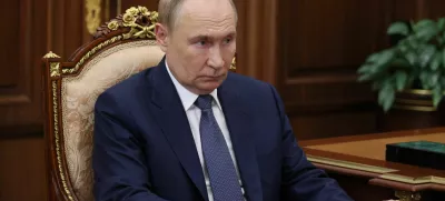 Russian President Vladimir Putin attends a meeting with Acting Governor of the Jewish Autonomous Region Maria Kostyuk in Moscow, Russia, August 20, 2025. Sputnik/Vyacheslav Prokofyev/Pool via REUTERS ATTENTION EDITORS - THIS IMAGE WAS PROVIDED BY A THIRD PARTY.