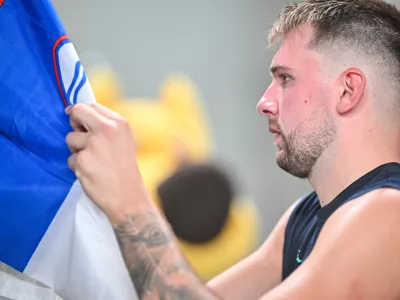 Ljubljana, Stozice.Prijateljska kosarkarska tekma med Slovenijo in Veliko Britanijo v okviru priprav na EP.Slovenski kosarkar Luka Doncic.