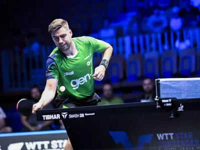 22.06.2025 - polfinale: Darko Jorgić VS Felix Lebrun, domači namiznoteniški turnir WTT Star Contender v Ljubljani FOTO: Nik Erik Neubauer