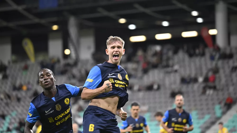 Artemijus Tutyskinas celebrating a scored goal 24.08.2025 Bravo - Celje, 6. krog prve slovenske lige Telemach PSLT