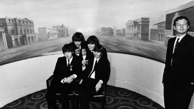 UNITED KINGDOM - OCTOBER 26: Photo of BEATLES and Brian EPSTEIN; L-R. Paul McCartney, George Harrison, John Lennon, George Harrison, Brian Epstein, receiving MBE's at Buckingham Palace (Photo by Cummings Archives/Redferns)