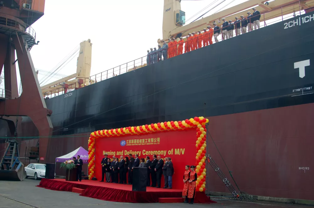 krst ladje Portorož Splošna plovba 2011 Nantong Kitajska / Foto: Arhiv Duške Žitko