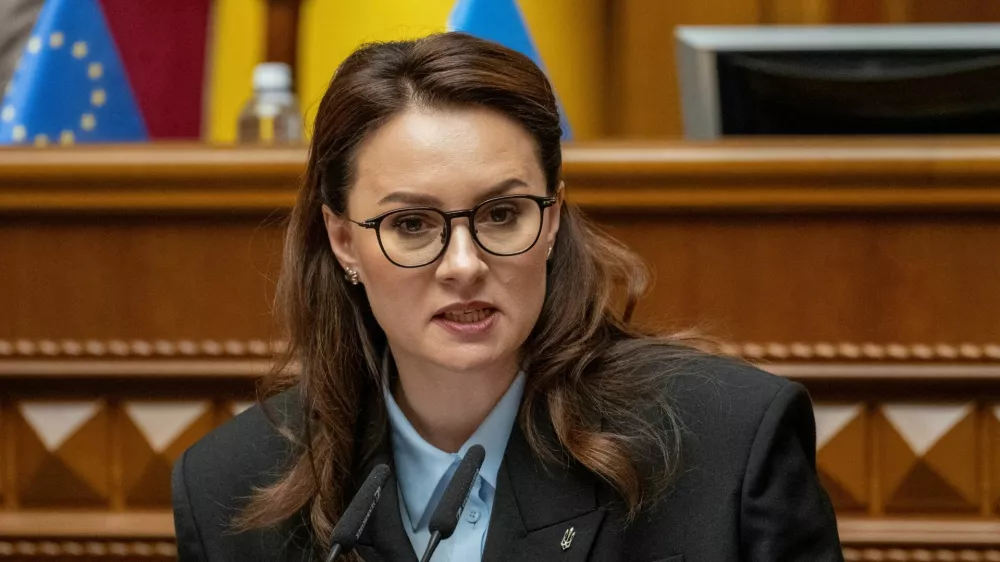 FILE PHOTO: Newly appointed Ukrainian Prime Minister Yulia Svyrydenko attends a session of Ukrainian parliament, amid Russia's attack on Ukraine, in Kyiv, Ukraine July 17, 2025. REUTERS/Andrii Nesterenko/File Photo