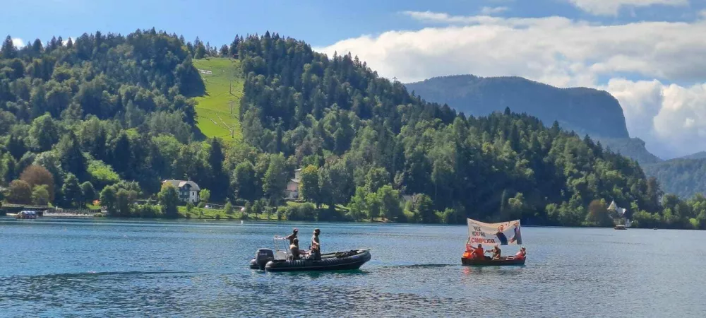 Blejski strateški forum, protest, 1. 9. 2025