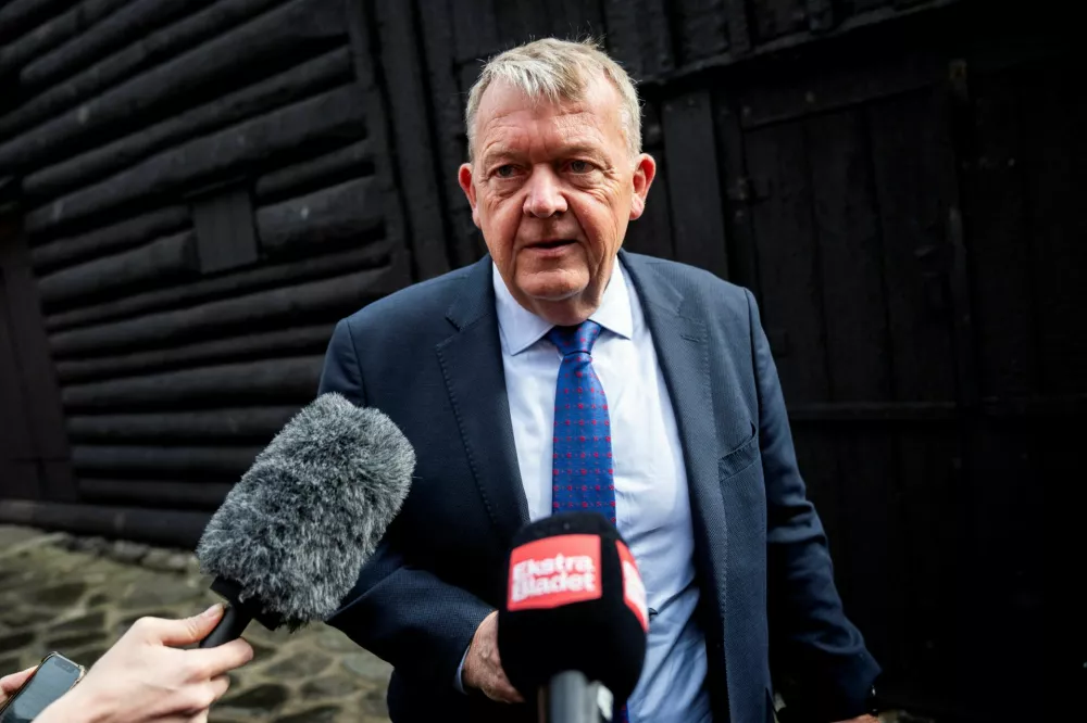 FILE PHOTO: Danish Foreign Minister Lars Loekke Rasmussen arrives for the contact committee meeting between Denmark, Greenland and the Faroe Islands, in the Faroe Islands, June 17, 2025. Ritzau Scanpix/Ida Marie Odgaard/via REUTERS  ATTENTION EDITORS - THIS IMAGE WAS PROVIDED BY A THIRD PARTY. DENMARK OUT. NO COMMERCIAL OR EDITORIAL SALES IN DENMARK./File Photo