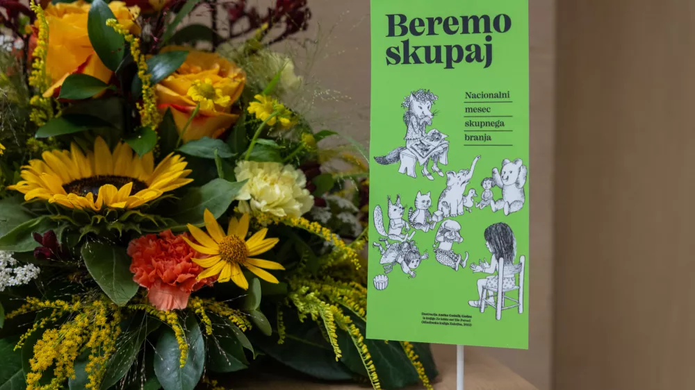 Ljubljana, dvorana Knjiznice Otona Zupancica.Novinarska konferenca ob zacetku Nacionalnega meseca skupnega branja 2025.