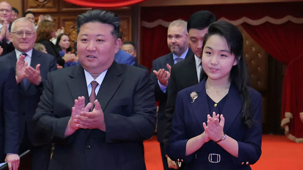 FILE - In this photo provided by the North Korean government, North Korean leader Kim Jong Un and his daughter arrive at the East Pyongyang Grand Theatre in Pyongyang, North Korea, June 29, 2025. Independent journalists were not given access to cover the event depicted in this image distributed by the North Korean government. The content of this image is as provided and cannot be independently verified. (Korean Central News Agency/Korea News Service via AP, File)