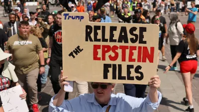 Anti-Trump demonstrators march near the U.S. Capitol, protesting against issues including the Jeffrey Epstein case and the increased presence of military and federal law enforcement in the D.C area ordered by U.S President Donald Trump, in Washington, D.C., U.S. September 2, 2025. REUTERS/Jonathan Ernst