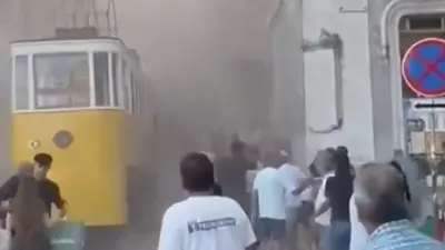 Nesreča tramvaja v Lizboni.