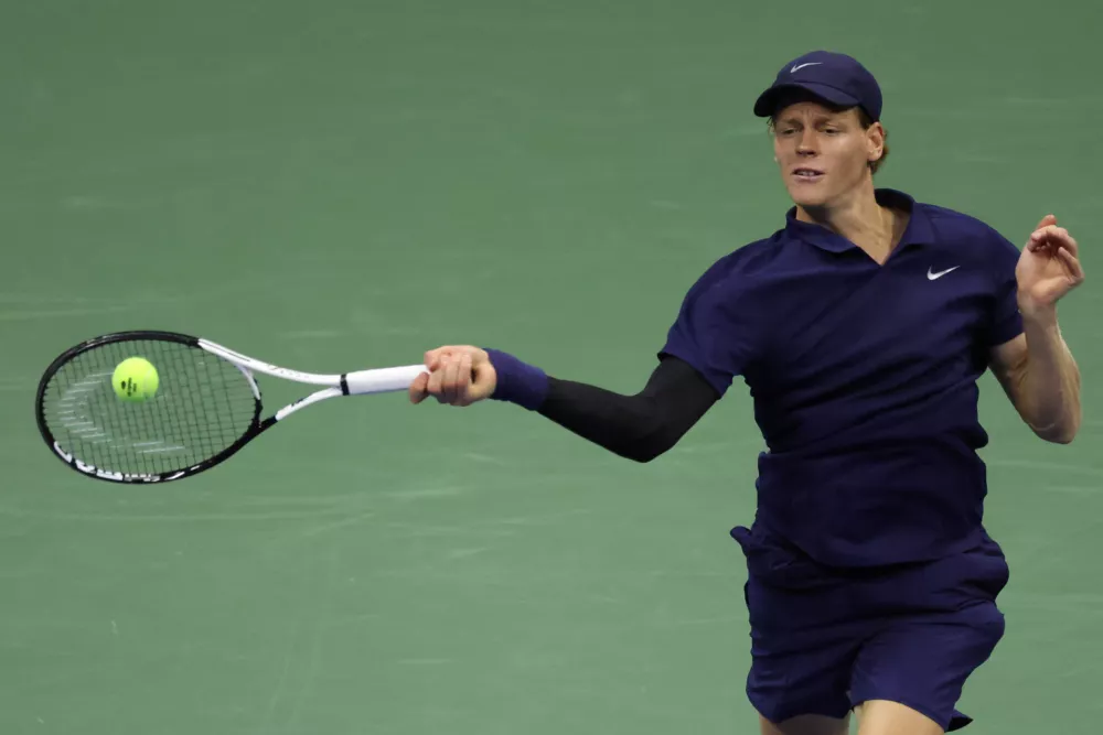 03 September 2025, US, New York City: Italian tennis player in action during the match against Italian tennis player L. Musetti in quarterfinals of US Open 2025 at the USTA Billie Jean King National Tennis Center. Photo: Marcin Cholewinski/ZUMA Press Wire/dpa