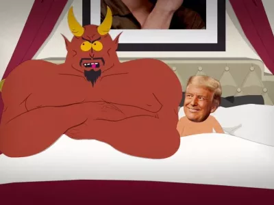 Satan v postelji z Donaldom Trumpom.