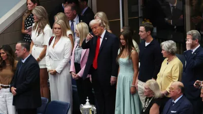 Tennis - U.S. Open - Flushing Meadows, New York, United States - September 7, 2025 U.S. President Donald Trump attends the final match between Italy's Jannik Sinner and Spain's Carlos Alcaraz REUTERS/Shannon Stapleton