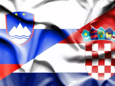 ﻿Waving flag of Croatia and Slovenia
