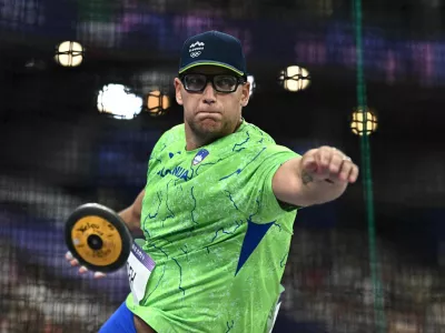 Paris 2024 Olympics - Athletics - Men's Discus Throw Final - Stade de France, Saint-Denis, France - August 07, 2024. Kristjan Ceh of Slovenia in action. REUTERS/Dylan Martinez