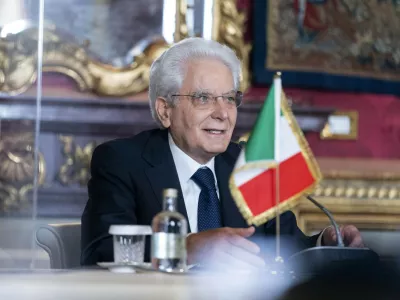 ﻿FILE - Italian President Sergio Mattarella speaks during a meeting with Secretary of State Antony Blinken at Quirinale Palace in Rome, Monday, June 28, 2021. Mattarella has been elected to a second seven-year term as the countryâ€™s head of state, ending days of political impasse as party leaders struggled to pick his successor. Earlier on Saturday, lawmakers entreated Mattarella, 80, who had said he didnâ€™t want a second mandate, to change his mind and agree to reelection by lawmakers in Parliament and regional delegates. (AP Photo/Andrew Harnik, Pool, File)