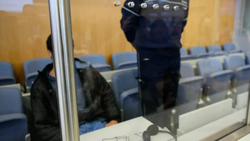 Issa Al Hasan, a Syrian national later convicted of stabbing three people at a festival in the German city of Solingen in 2024, waits for his verdict in a courtroom in Duesseldorf, Germany September 10, 2025. REUTERS/Jana Rodenbusch