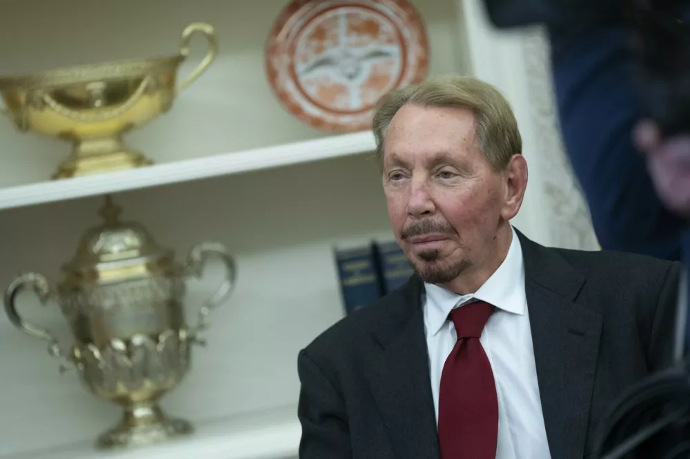 Larry Ellison watches as United States President Donald J Trump. FotFebruary 3, 2025.Credit: Chris Kleponis / Pool via CNP,Image: 959929514, License: Rights-managed, Restrictions:, Model Release: no