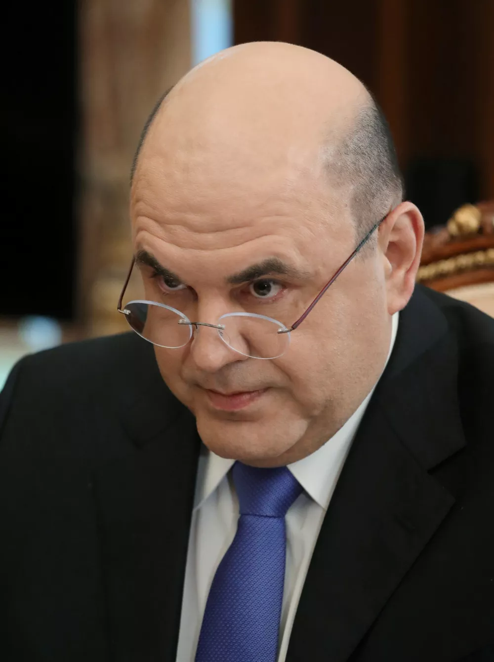 ﻿Head of Russia's Federal Taxation Service Mikhail Mishustin attends a meeting with President Vladimir Putin in Moscow, Russia May 6, 2019. Picture taken May 6, 2019. Sputnik/Mikhail Klimentyev/Kremlin via REUTERS ATTENTION EDITORS - THIS IMAGE WAS PROVIDED BY A THIRD PARTY.