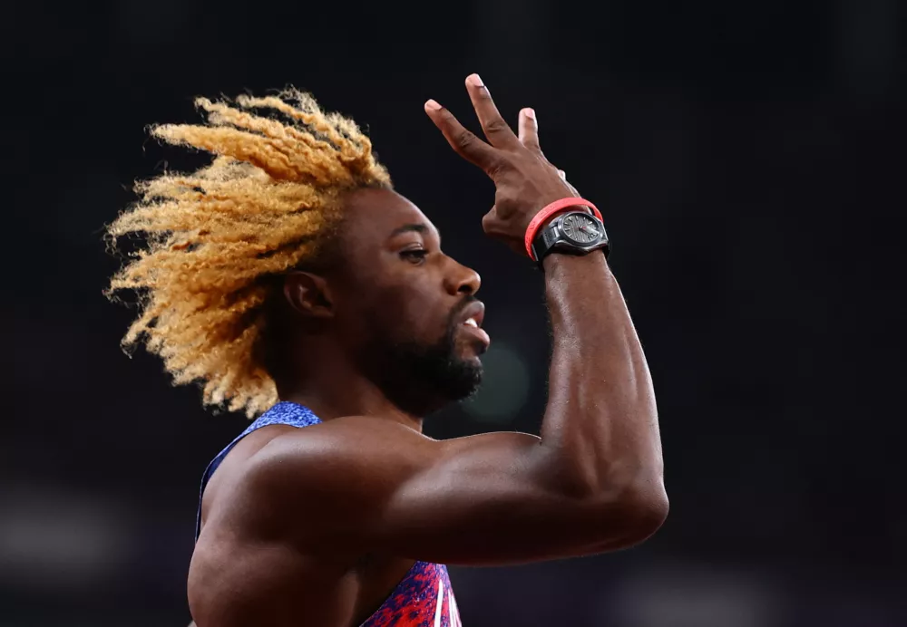World Athletics Championships Tokyo 2025 - Men's 200m Final - Japan National Stadium, Tokyo, Japan - September 19, 2025 Noah Lyles of the U.S. celebrates after winning the men's 200m final REUTERS/Sarah Meyssonnier