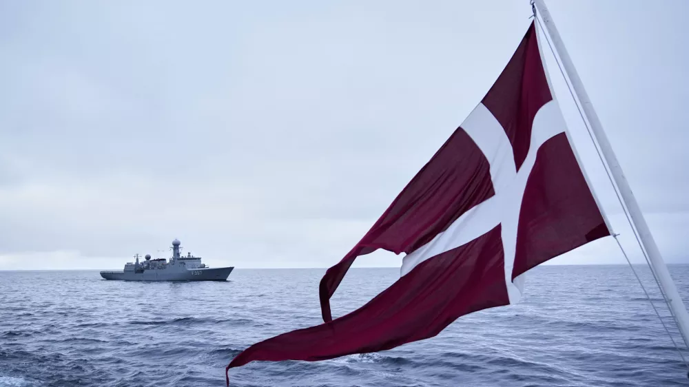 Danish warships participate in a military exercise in arctic ocean in Nuuk, Greenland, Monday, Sept. 15, 2025. (AP Photo/Ebrahim Noroozi)